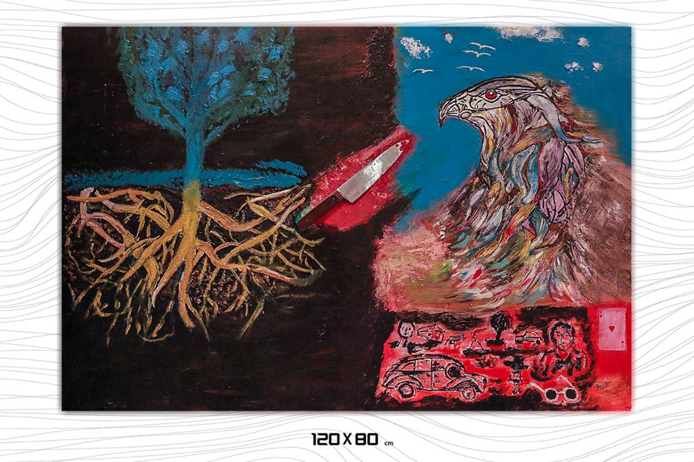 نقاشی‌های مسعود کیمیایی در گالری گلستان روی دیوار می‌رود