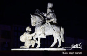عکس های رونمایی از مجسمه «شاپور دوم» و شکست والرین در میدان انقلاب